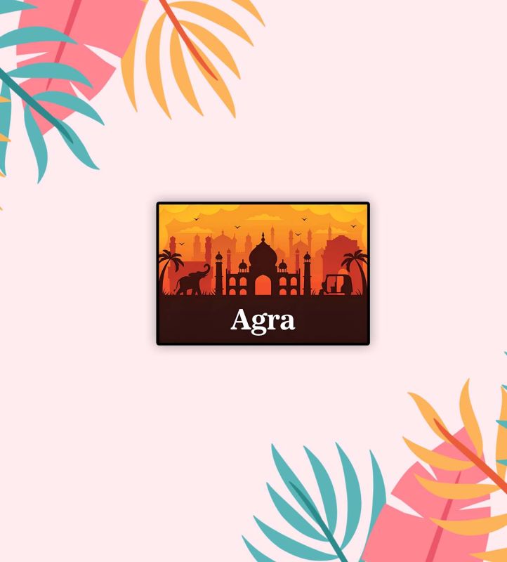 Agra Fridge Magnet Souvenir Gift for Tourist Kitchen Decoration Refrigerator Door Decor Sticker  Magnet for Refrigerator Whiteboard, Kitchen, and Office (Design 3)